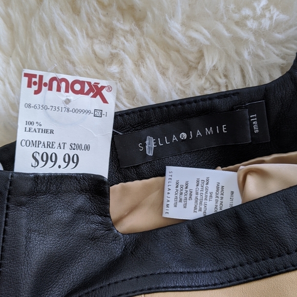 NWT tan leather high waisted zipper mini skirt - Picture 3 of 3